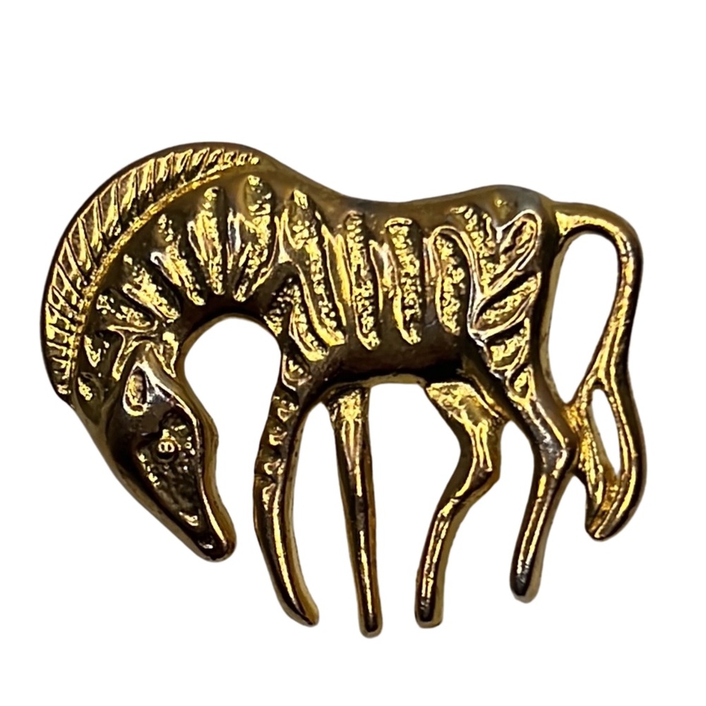 Vintage Zebra Gold Tone Brooch